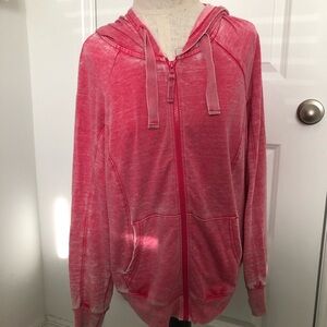 GreenTea Burnout Front Zip Hoodie